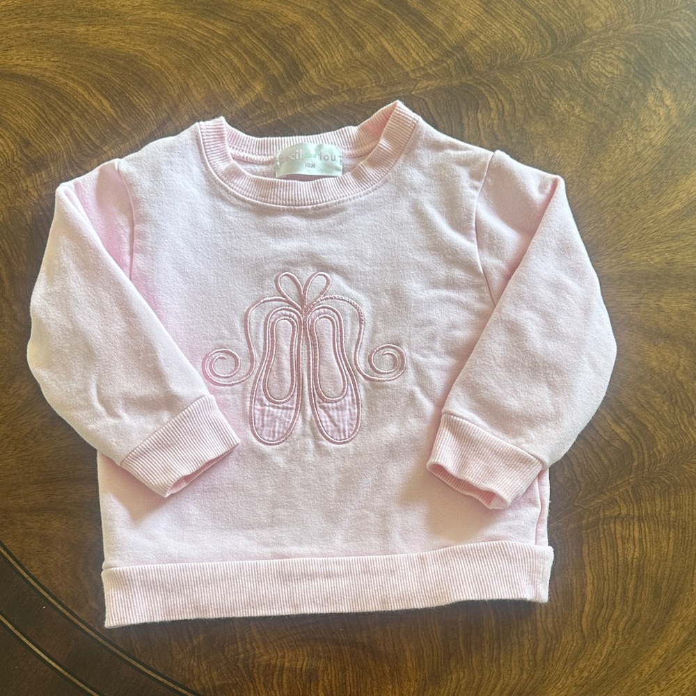 Cecil and Lou 18m EUC Soft Pink Sweatshirt with Ballet Slippers Embroidery